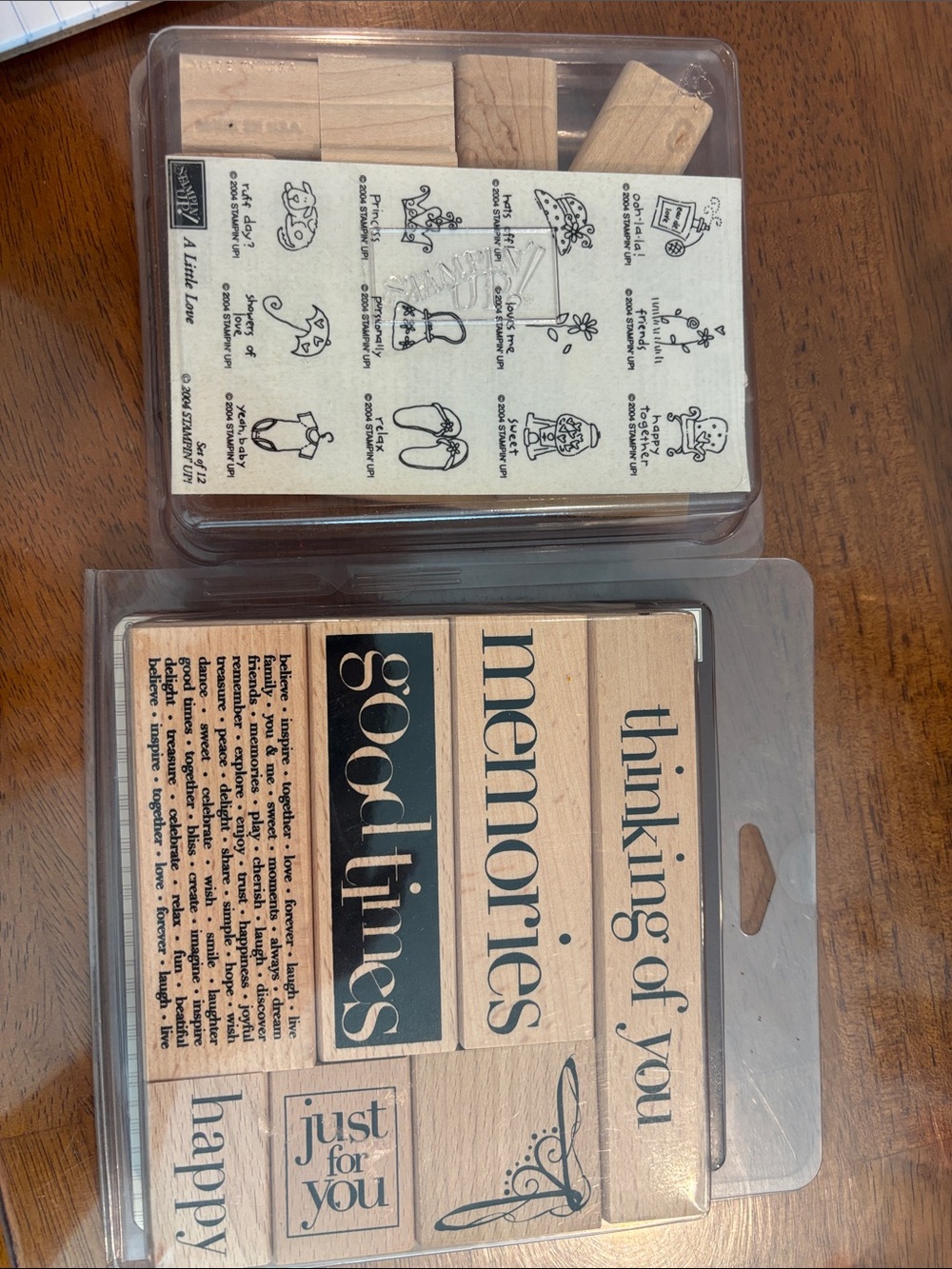 Stampin' Up! & Heidi Grace Wooden Sentiment Stamp Set - Black and Natural Wood